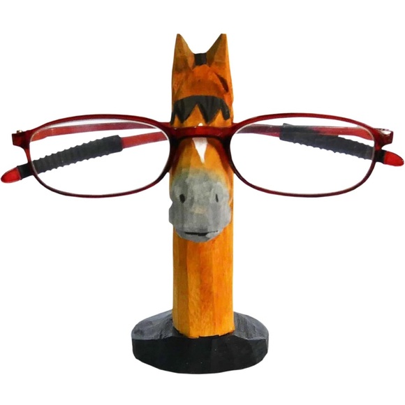 Handmade carved wood horse eyeglass holder - Picture 2 of 2